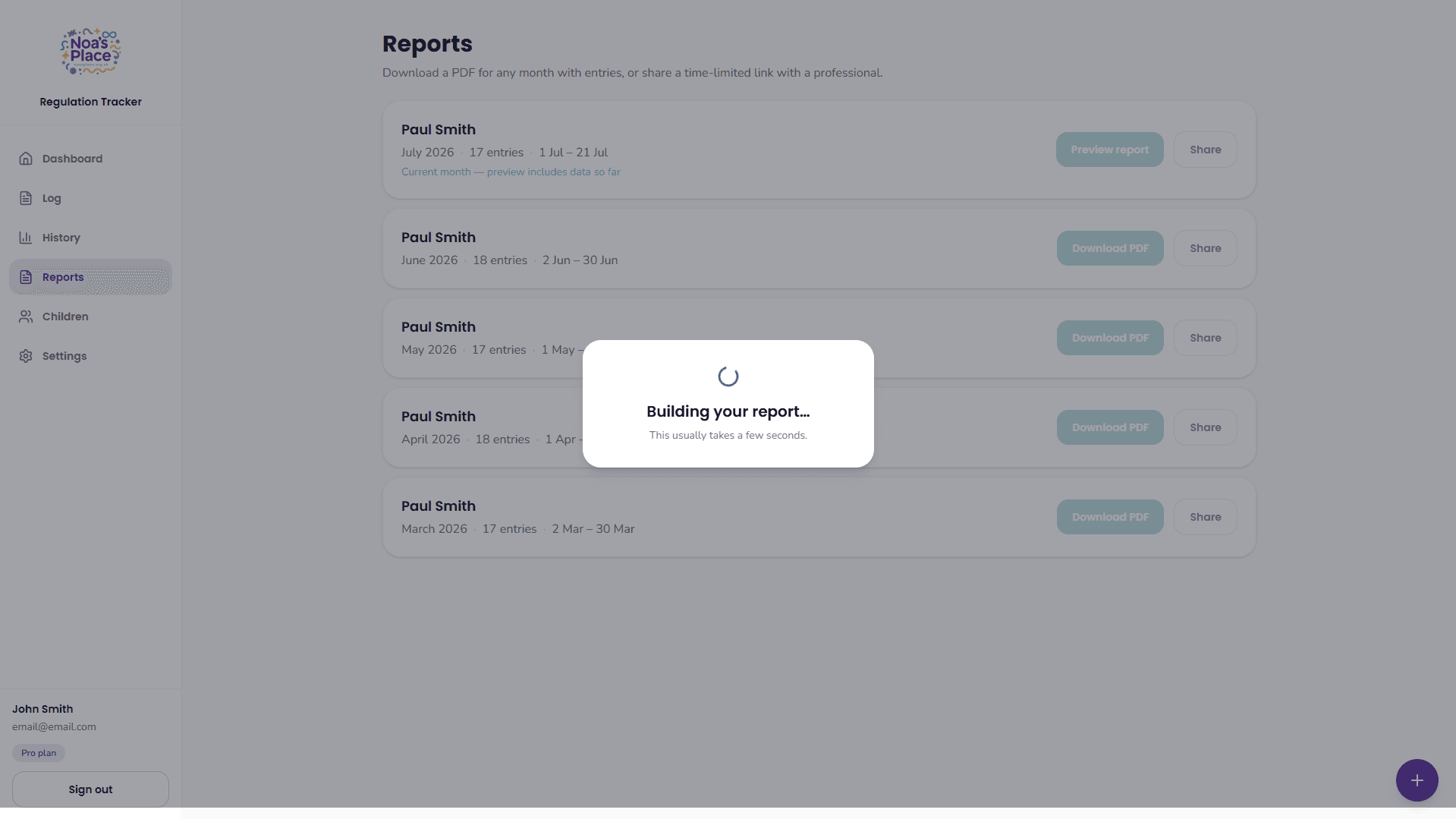 Generating a monthly PDF report in Regulation Tracker