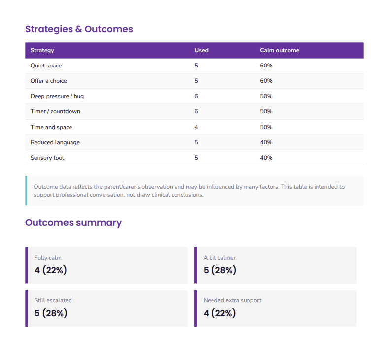 PDF section showing strategies used and outcomes
